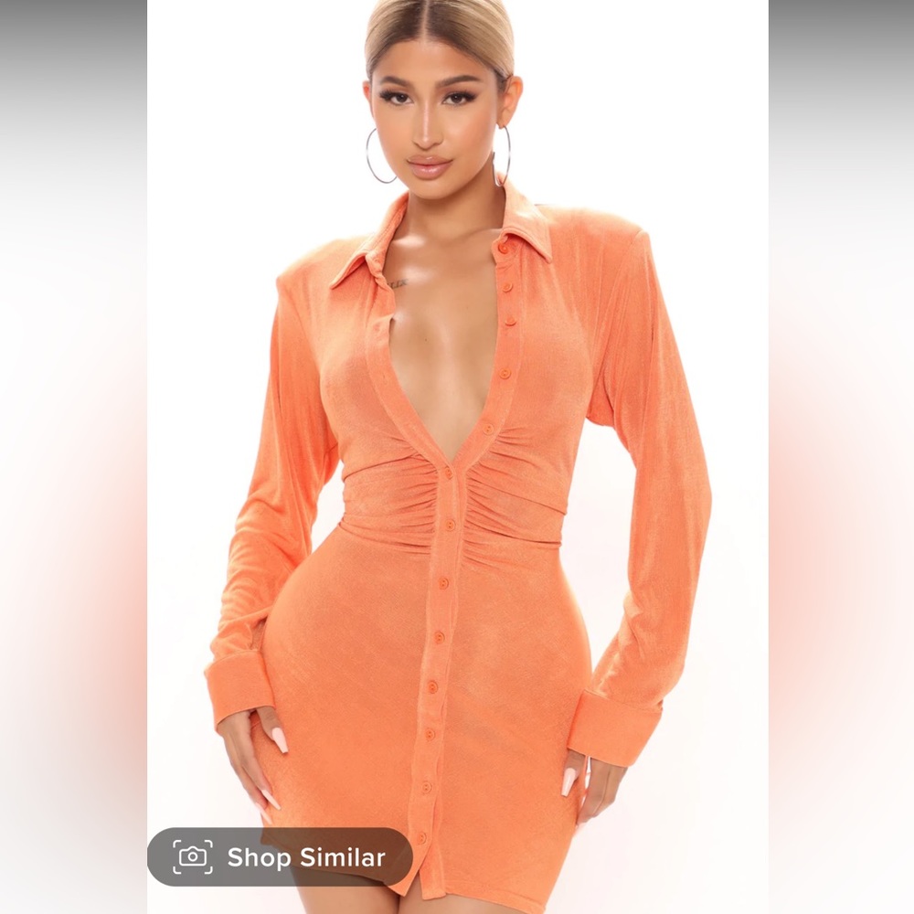 Night to remember orange button down dress